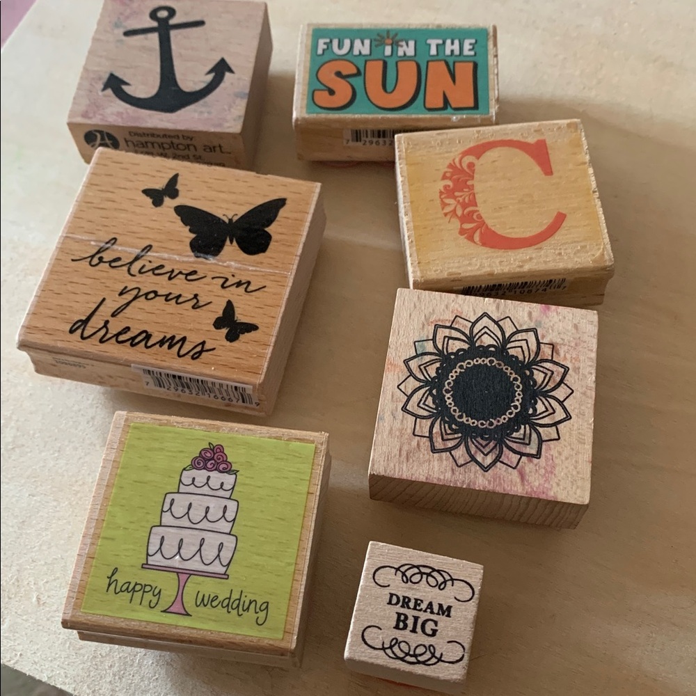 10 Assorted Stamps - Classic Wood / Rubber - SCRAPBOOKING - CRAFTING